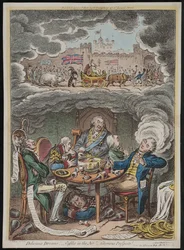 Heerlijke dromen! Kastelen in de lucht! Glorieuze vooruitzichten! zie een middagdutje na de vermoeidheid van een officieel diner